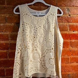 Beige Crochet Front Tank Top